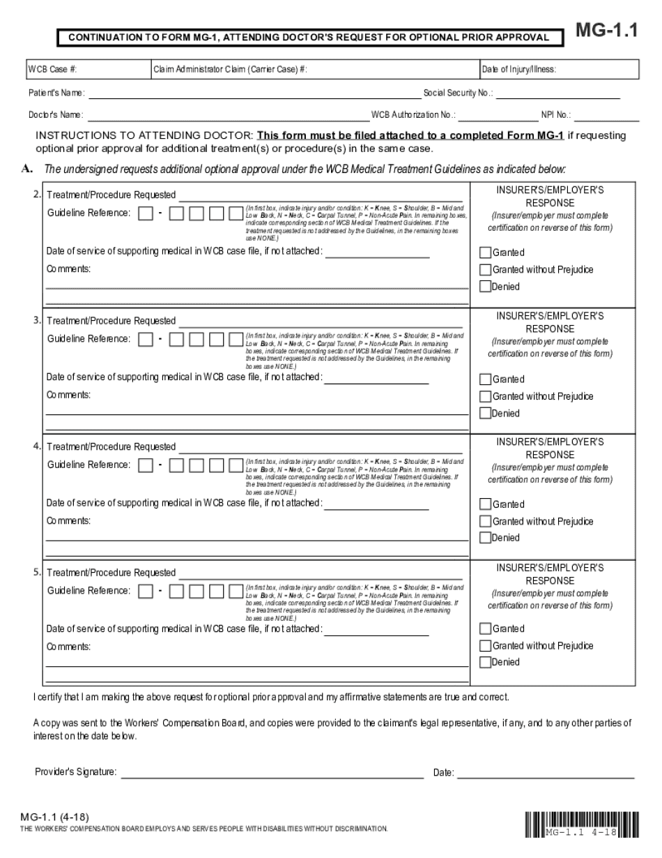  CONTINUATION to FORM MG 1, ATTENDING DOCTOR'S REQUEST for OPTIONAL PRIOR APPROVAL 2018-2024