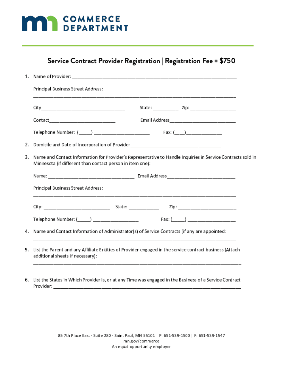  Service Contract Provider Registration Application Licensing 2017-2024