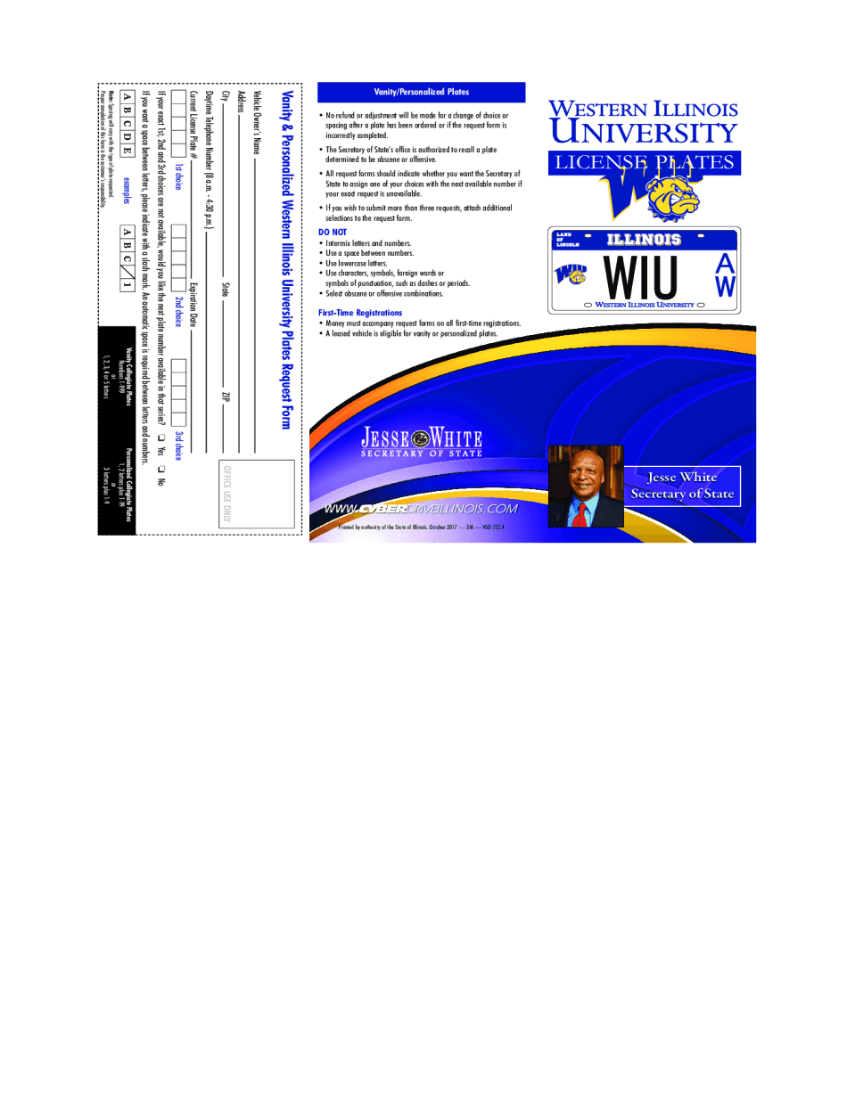  Western Illinois University License Plate Brochure 2017-2024