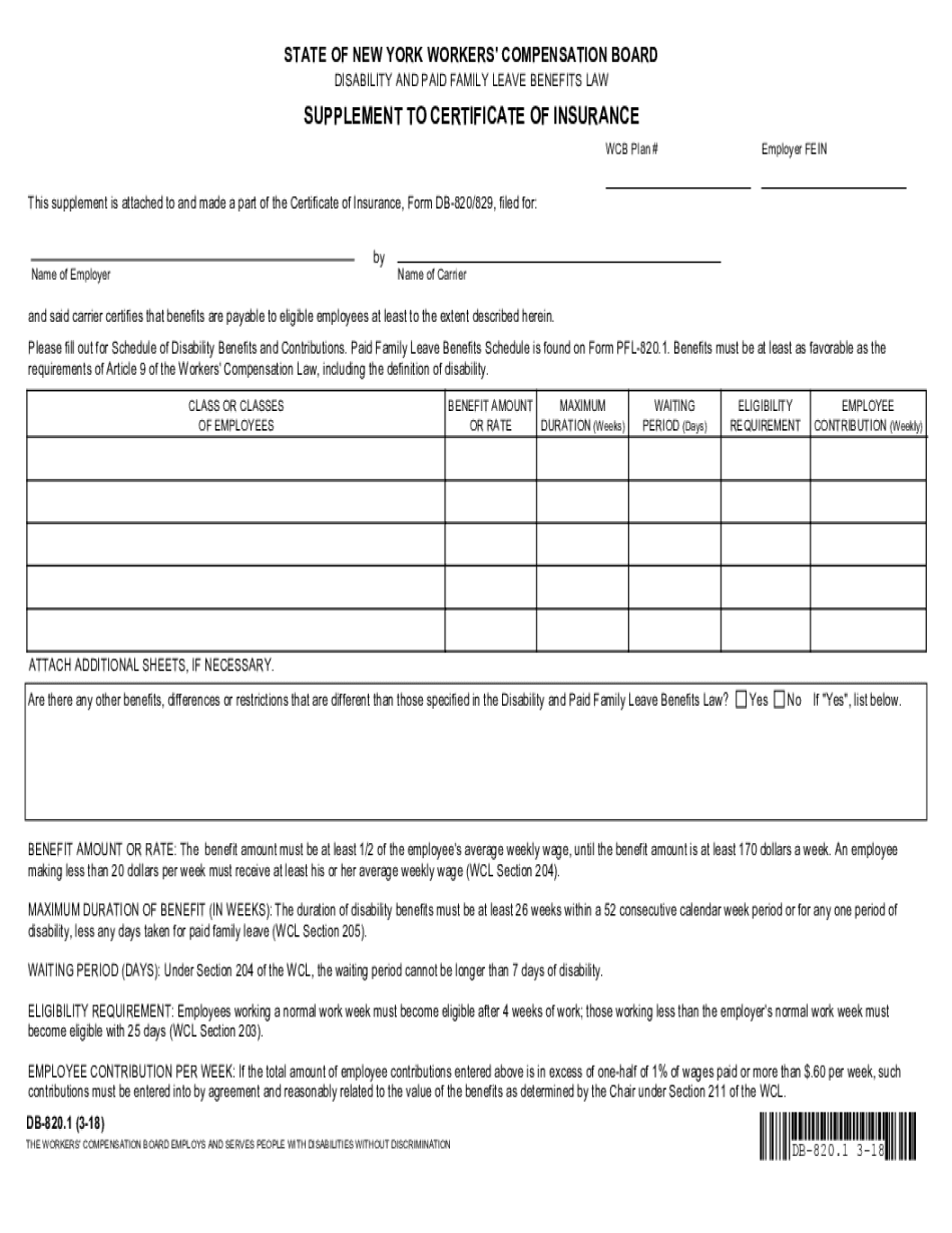  SUPPLEMENT to CERTIFICATE of INSURANCE 2018-2024