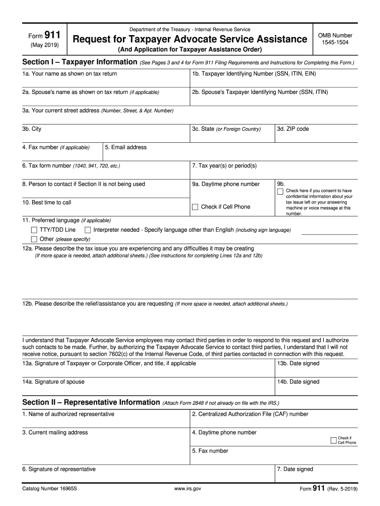  Irs Form 911 2019