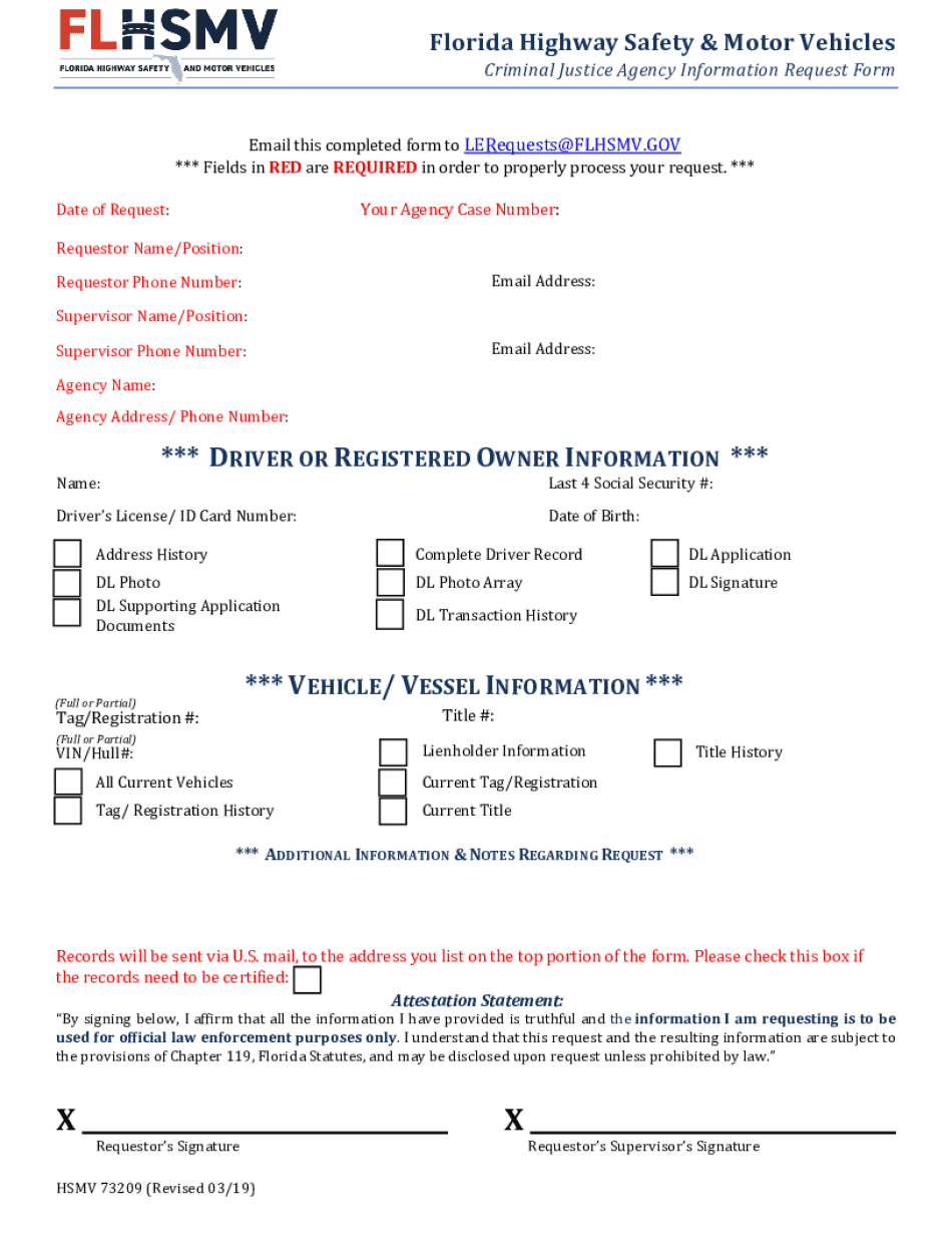 Florida Highway Safety &amp; Motor Vehicles  Form