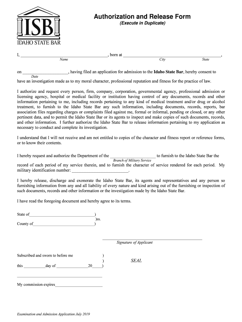  Have an Investigation Made as to My Moral Character, Professional Reputation and Fitness for the Practice of Law 2019-2024