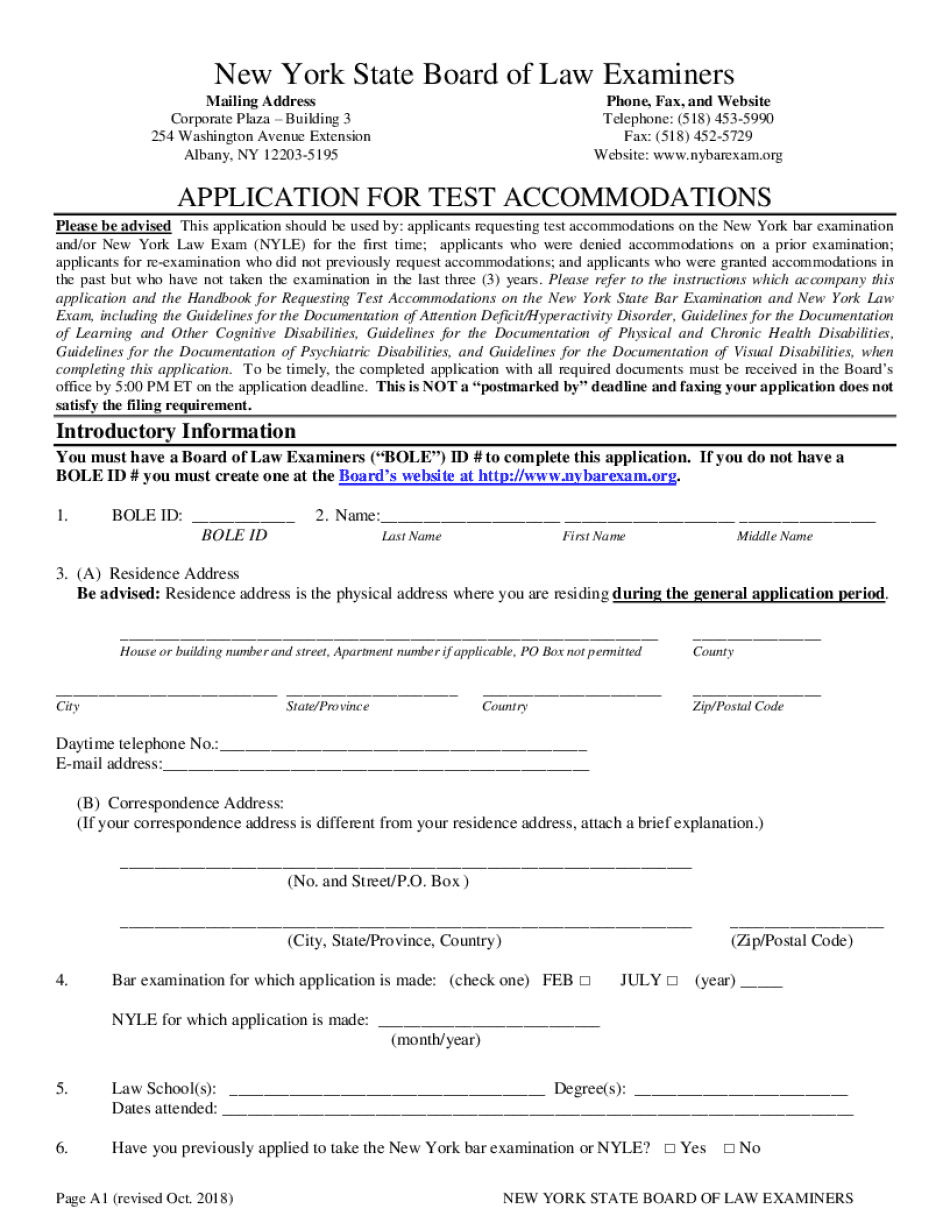 Ny Bar Exam 20182024 Form Fill Out and Sign Printable