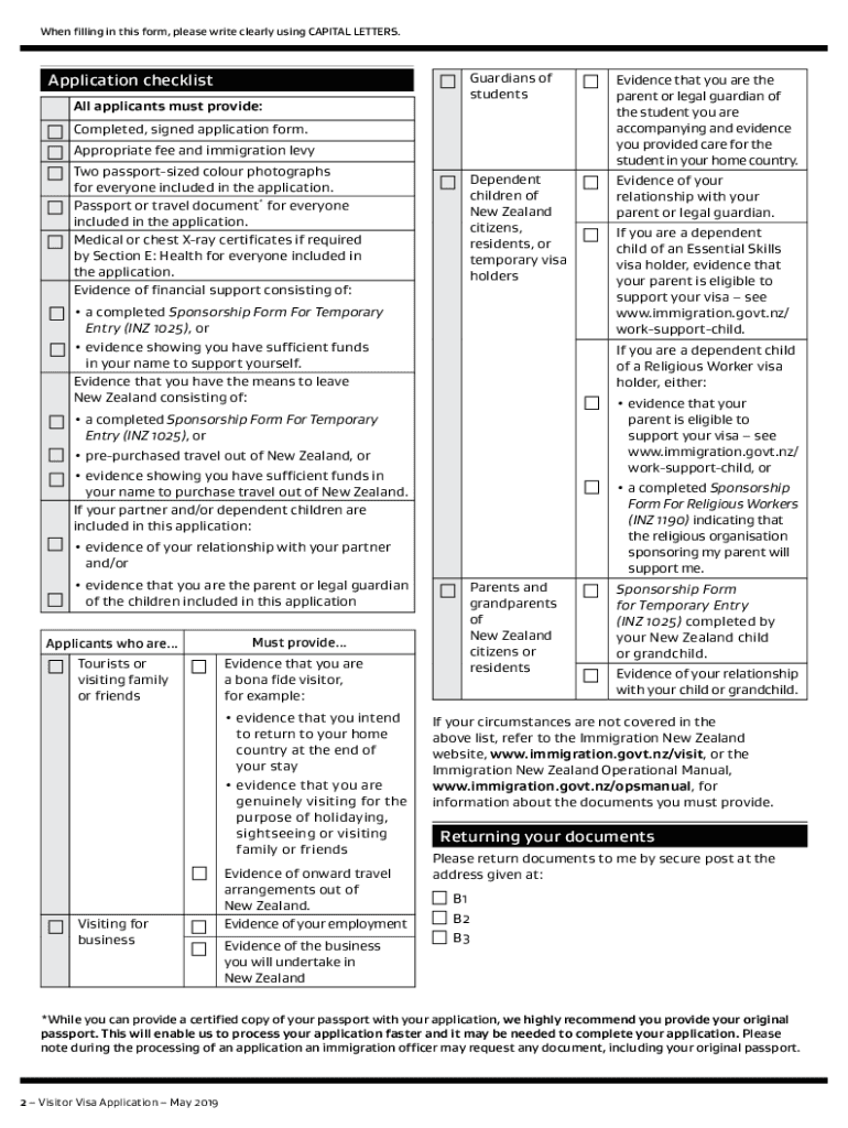 New Zealand Visitor Visa  Form