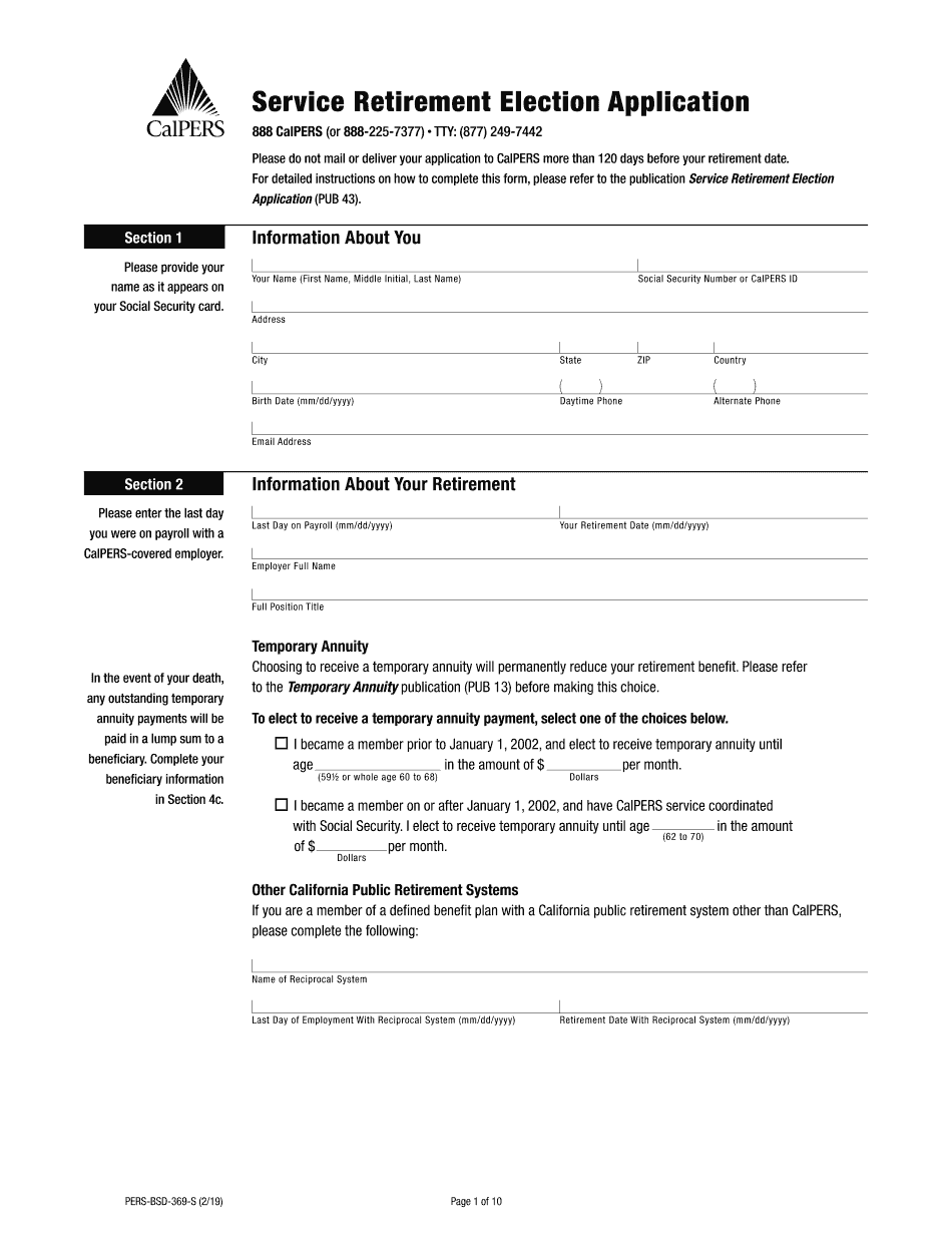Calpers Retirement Application Form