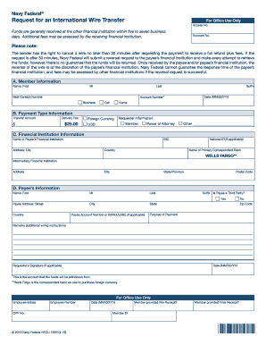 Navy Federal Wire Transfer  Form