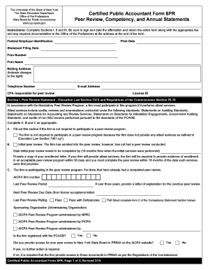  Certified Public Accountant Form 6PR Peer Review, Competency and Annual Statements 2019