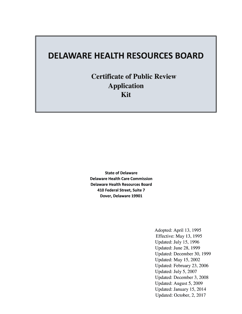 Get and Sign DELAWARE HEALTH RESOURCES BOARD 2017-2022 Form