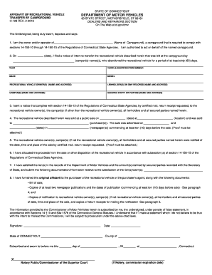 Get and Sign AFFIDAVIT of RECREATIONAL VEHICLE 2018-2022 Form