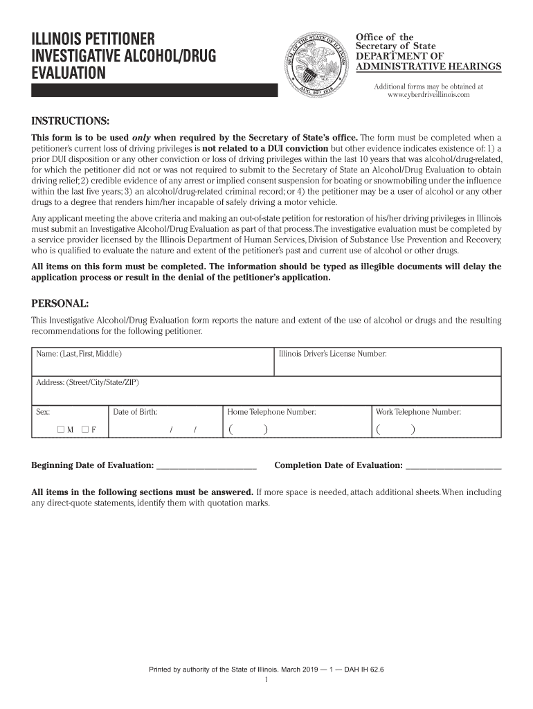  Illinois Evaluation Form 2019-2024