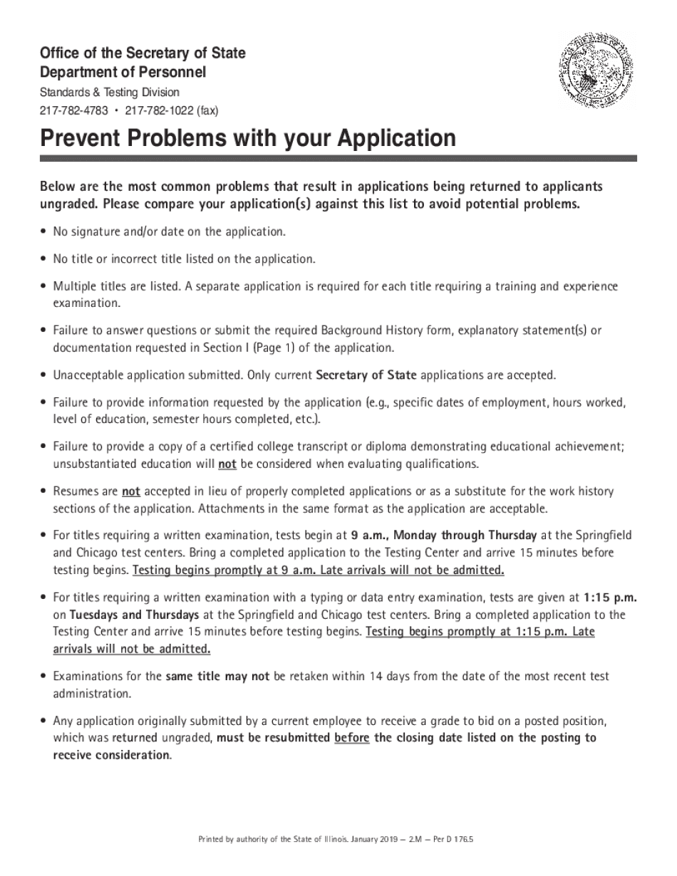  Prevent Problems with Your Application Prevent Problems with Your Illinois Secretary of State Job Application 2019
