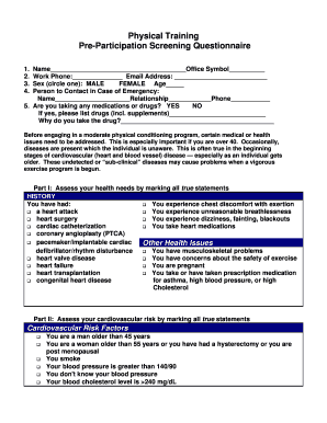 Pre Participation Screening Form