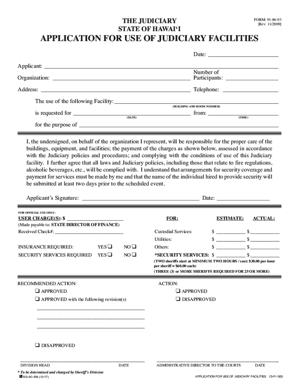  Application for Use of Judiciary Facilities 2017-2024
