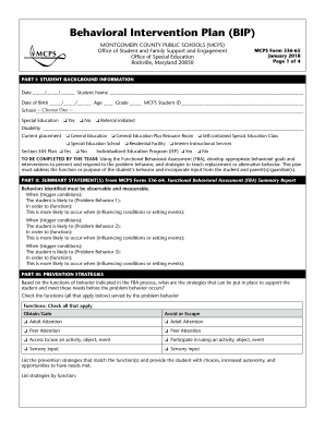 Behavior Intervention Plan  Form