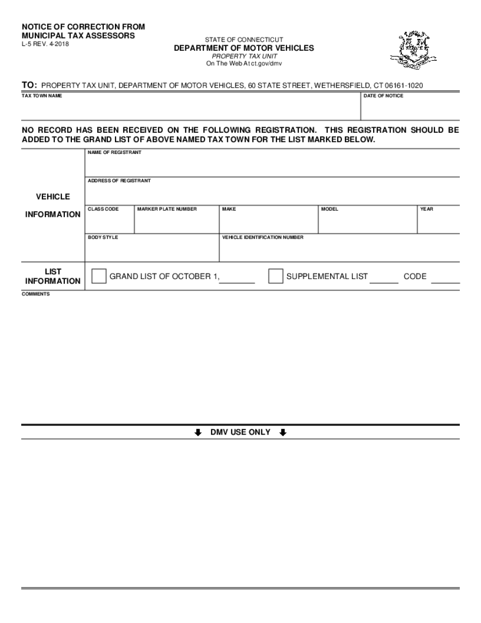  NOTICE of CORRECTION from MUNICIPAL TAX ASSESSORS STATE of 2018-2024