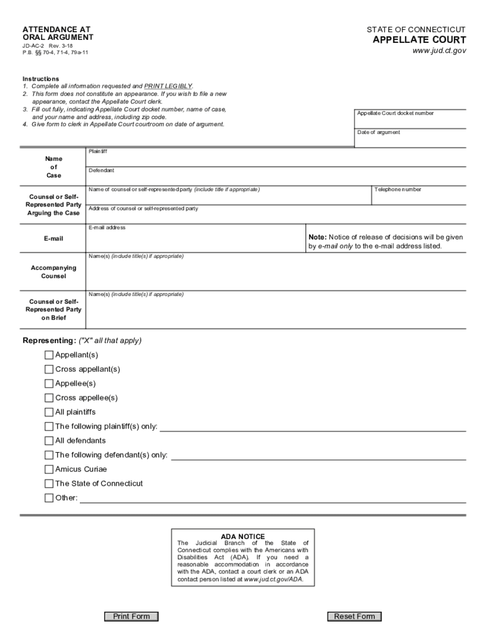  ATTENDANCE at ORAL ARGUMENT APPELLATE COURT 2018-2024