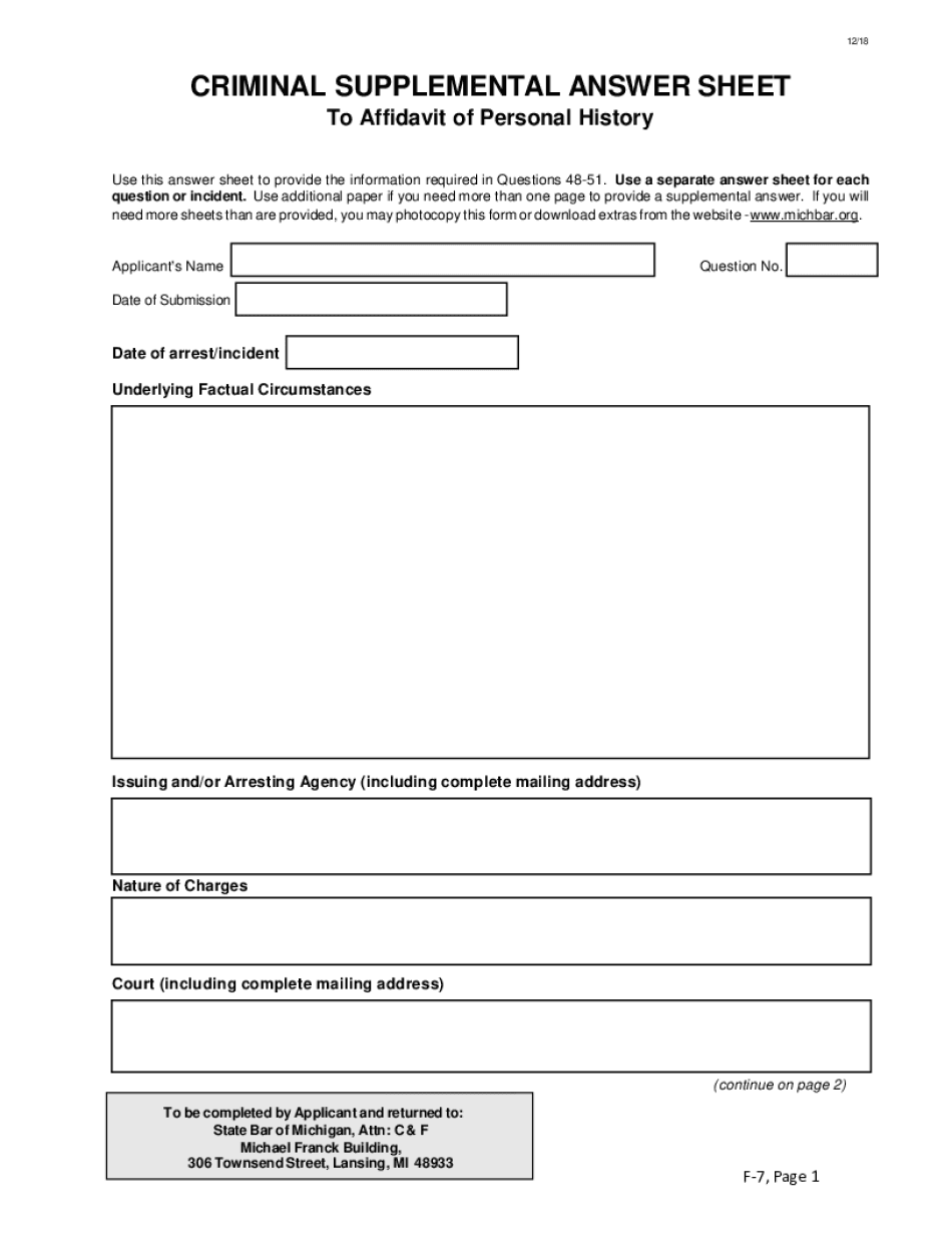 Criminal History F 7  Form