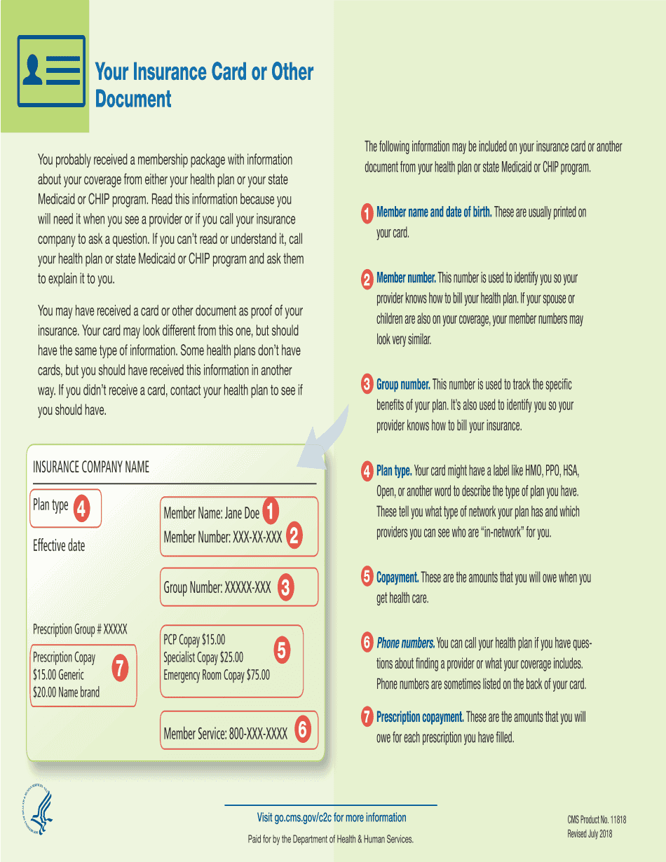 11818 Sample Insurance Card 11818 Sample Insurance Card  Form