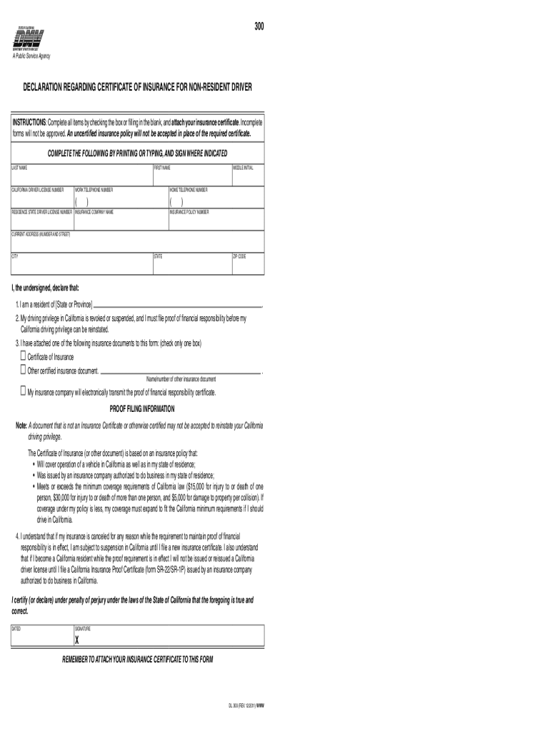 Dl 300 Form California