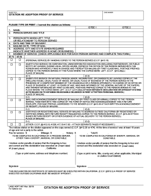 Get and Sign CITATION RE ADOPTION PROOF of SERVICE 2019-2022 Form