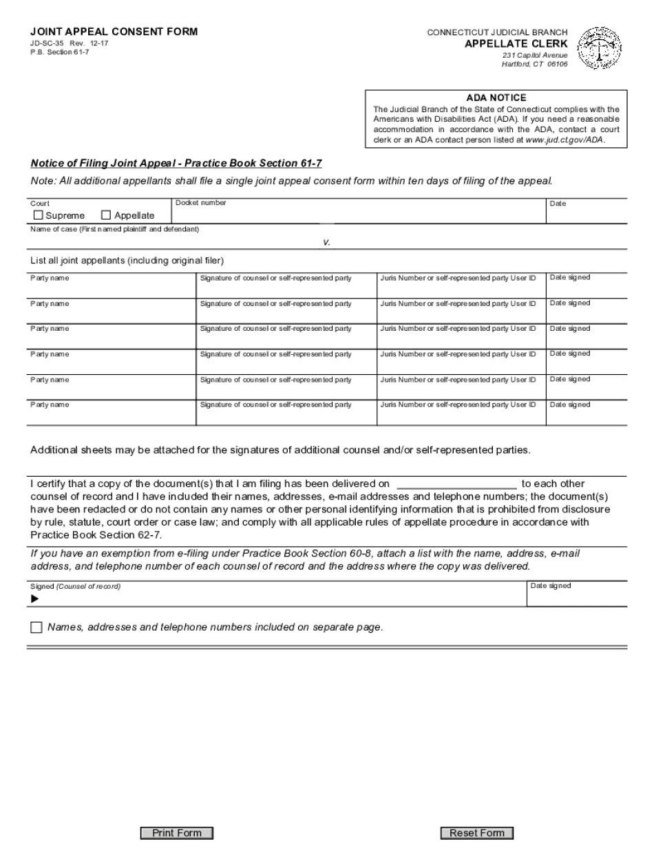  JOINT APPEAL CONSENT FORM 2017