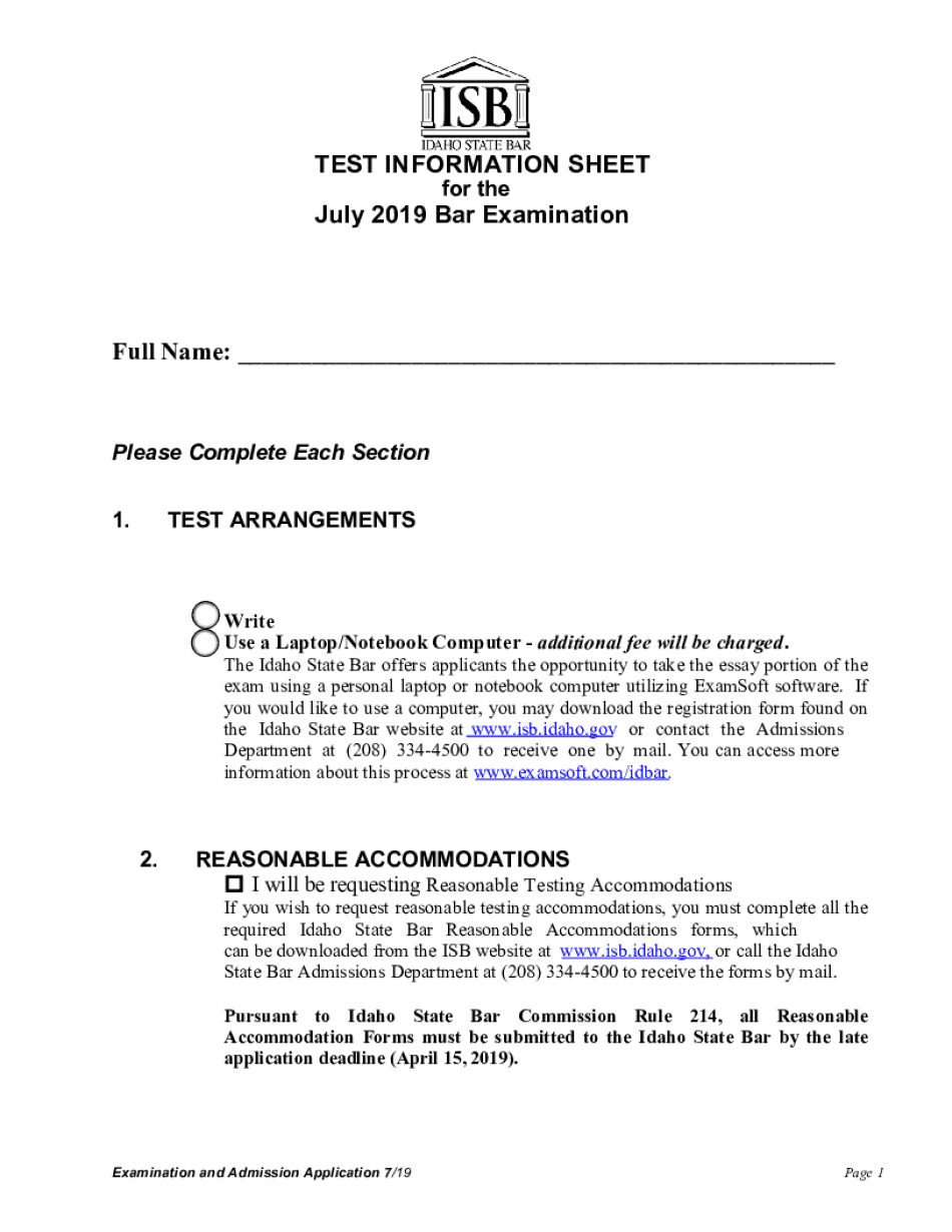  TEST ARRANGEMENTS 2019-2024