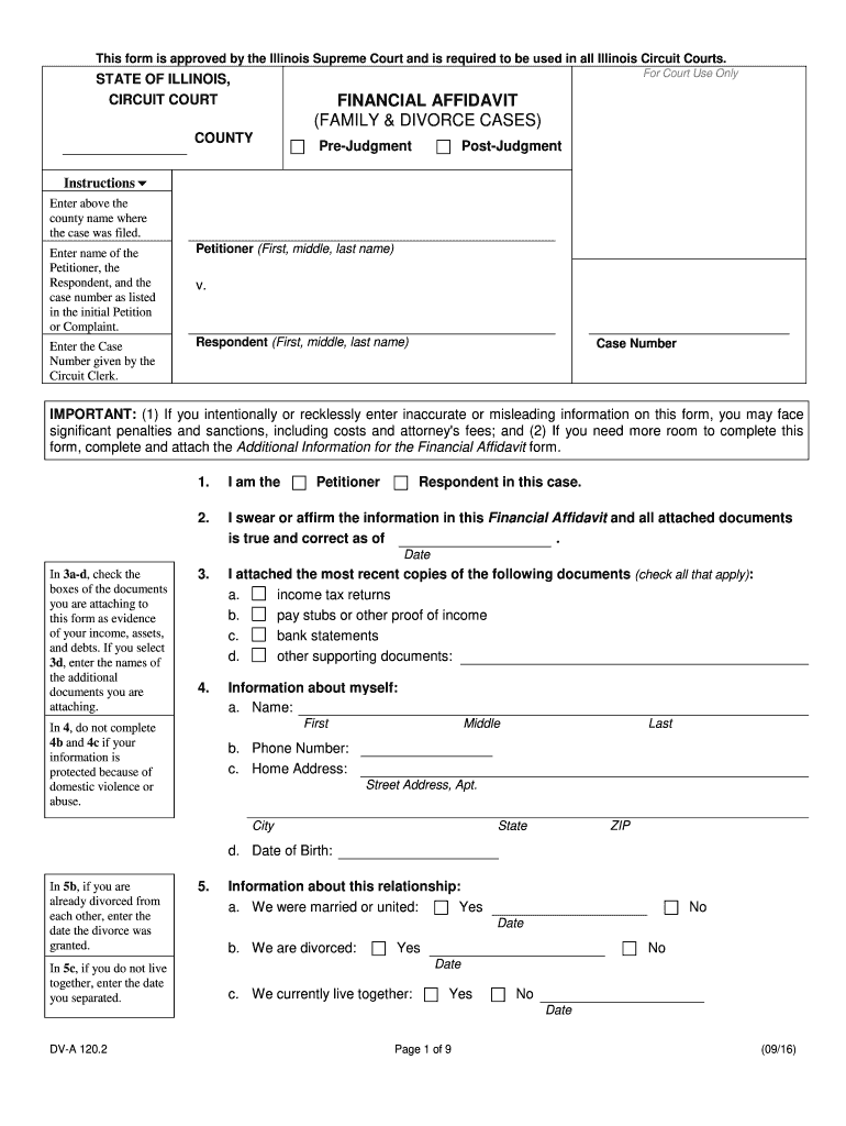 Illinois Financial Affidavit  Form
