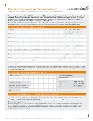 Get and Sign This Form Can't Be Used to Transfer Self Managed Super Account Balances to Your AustralianSuper Account 2019-2022
