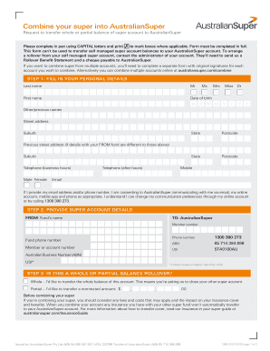  This Form Can't Be Used to Transfer Self Managed Super Account Balances to Your AustralianSuper Account 2019-2024