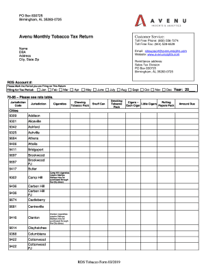 tobacco tax forms Rds Tobacco Form - Fill Out and Sign Printable PDF Template