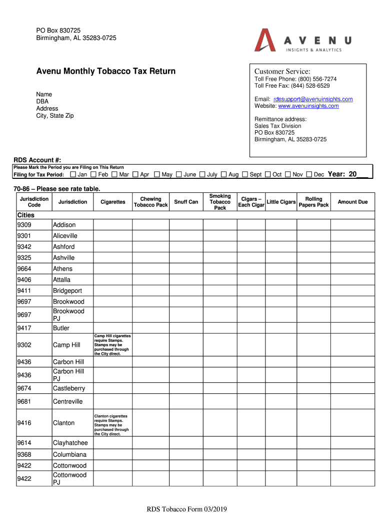  Rds Tobacco Form 2019-2024