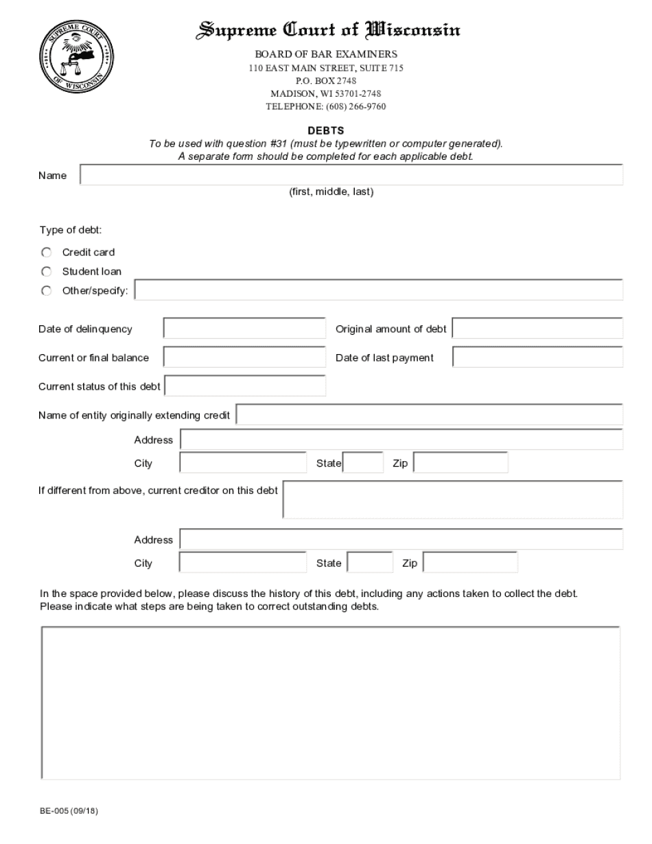  a Separate Form Should Be Completed for Each Applicable Debt 2018-2024