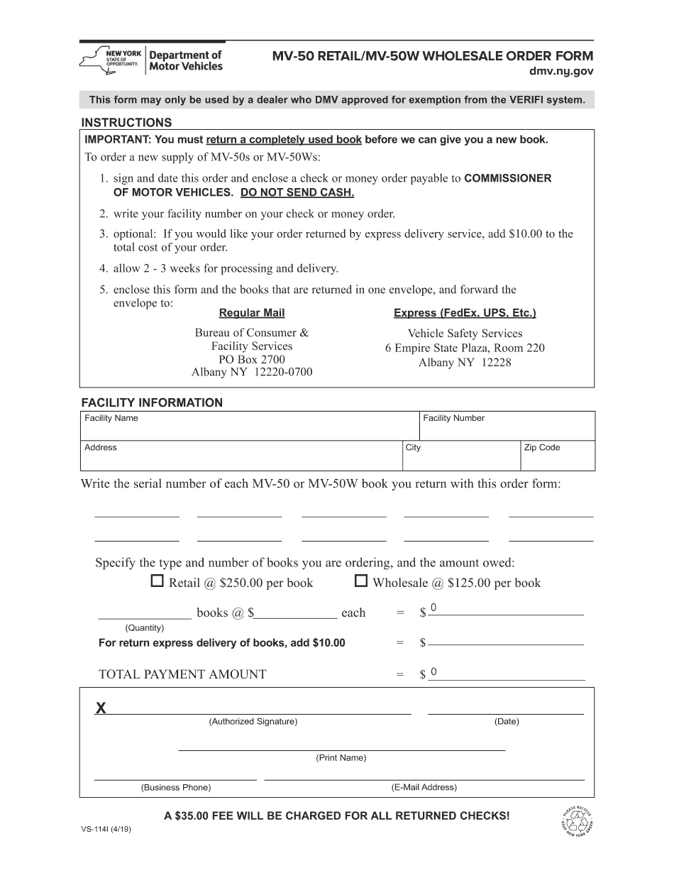  MV 50 RetailMV 50W Wholesale Order Form Vs 1141 419 2019-2024