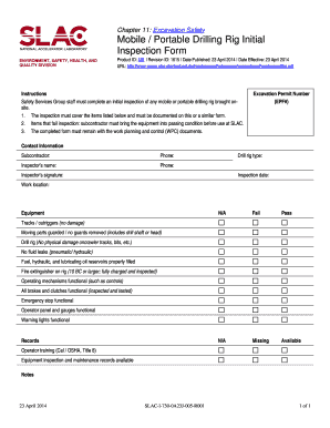  Mobile Portable Drilling Rig Initial Inspection Form 2014-2024