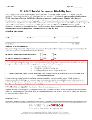  Total & Permanent Disability Form 2019-2024