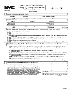  HPD4 Certificate of No Harassment 2019