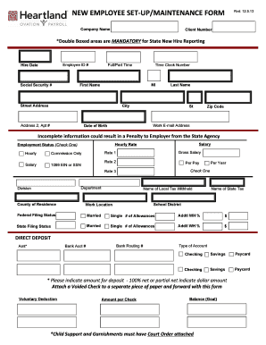  NEW EMPLOYEE SET UPMAINTENANCE FORM 2013-2024