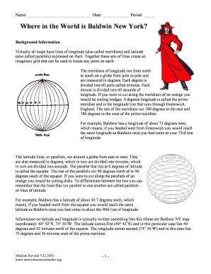 Where in the World is Baldwin New York Answer Key  Form