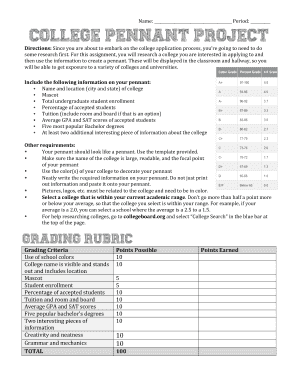 College Pennant Template  Form