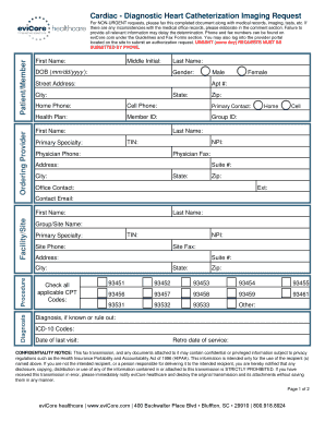 Cardiac Diagnostic Heart Catheterization Imaging Request  Form