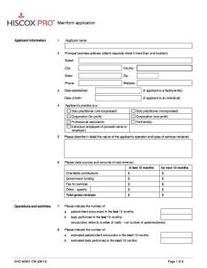 RIC Hiscox Mainform Application