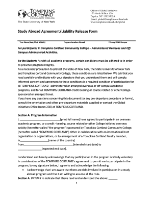  Study Abroad AgreementLiability Release Form 2018-2023