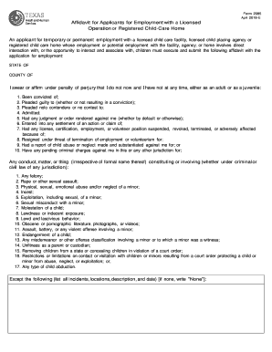 Affidavit for Applicants for Employment with a Licensed Operation  Form