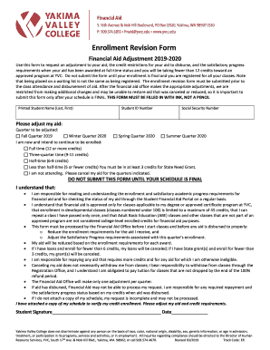  Enrollment Revision Form 2019