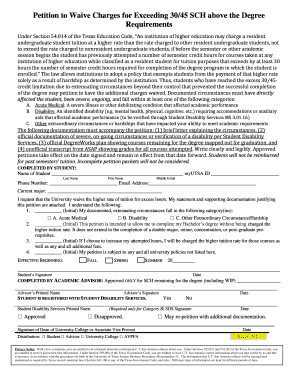  Petition to Waive Charges for Exceeding 3045 SCH above the Degree 2016