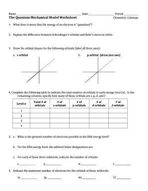 The Quantum Mechanical Model Answer Key  Form