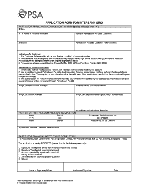 APPLICATION FORM for INTERBANK GIRO Portnet