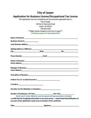 Application for Business LicenseOccupational Tax License  Form