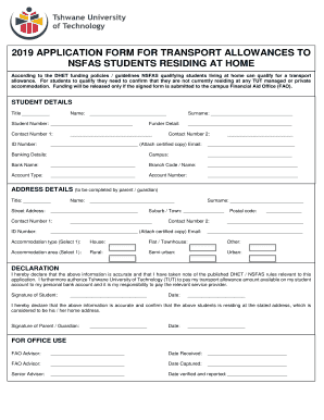 Tut Transport Allowance Form